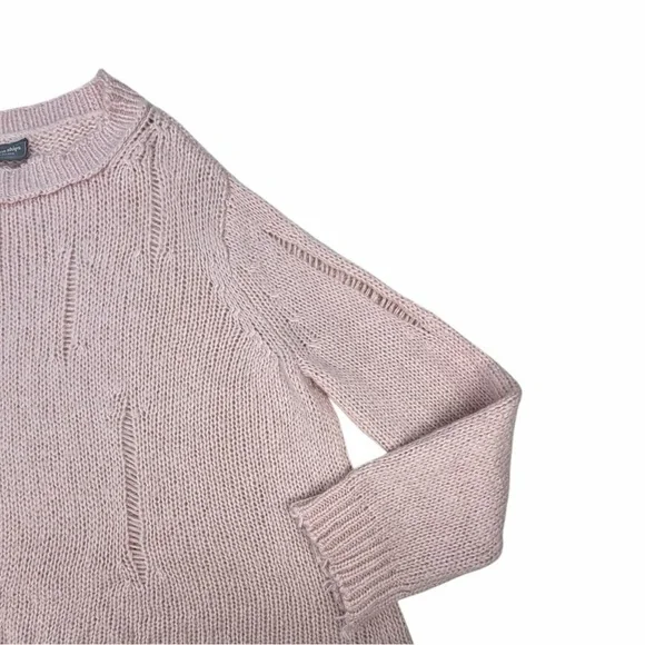 Wooden Ships Women's Oliver Distressed Crew Chunky Sweater In Pink Conch S/M - Picture 3 of 9
